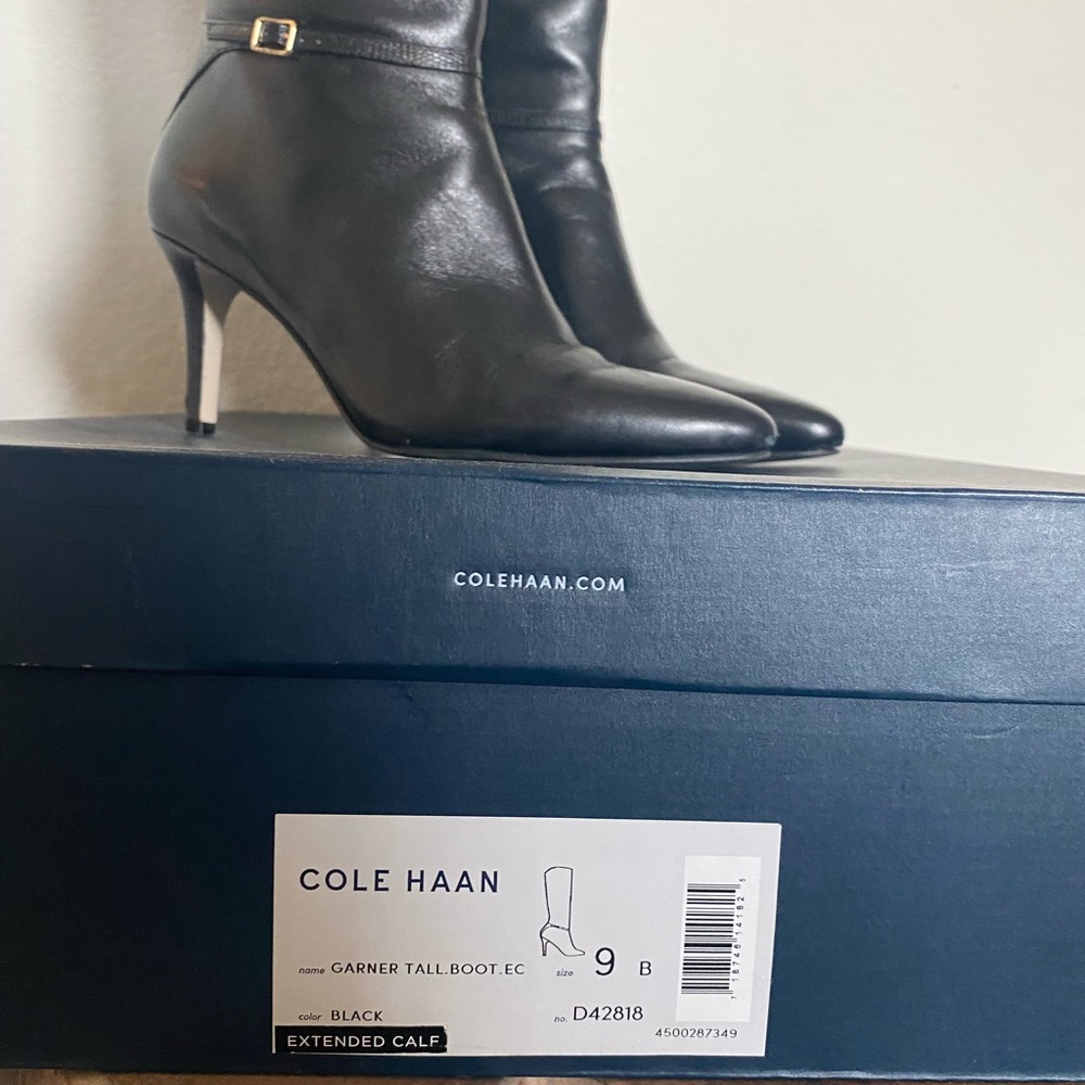 Worn 1x wide calf tall black boots with heel - Picture 5 of 6